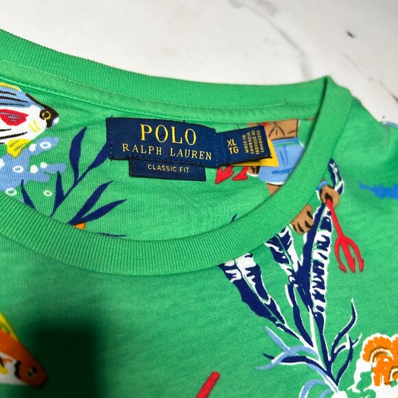 Polo Ralph Lauren Men's Green Underwater Polo Bear Graphic Shirt Size XL - Picture 3 of 5